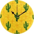 thumbnail image 1 of Cactus Round Wall Clock, 9.84 inch Silent Wall Clock for Bedroom, Bathroom, Office, Living Room Home Decor, 1 of 7