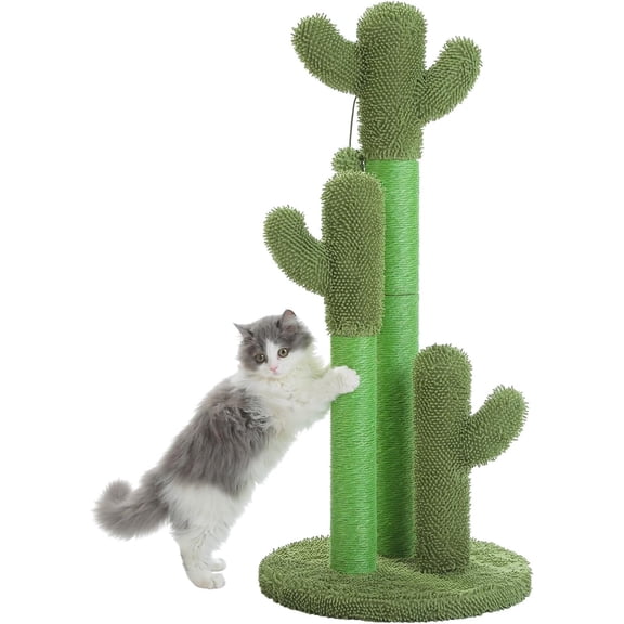 Cactus Scratcher Featuring with 3 Poles and Interactive Dangling Ball - 35 Inches