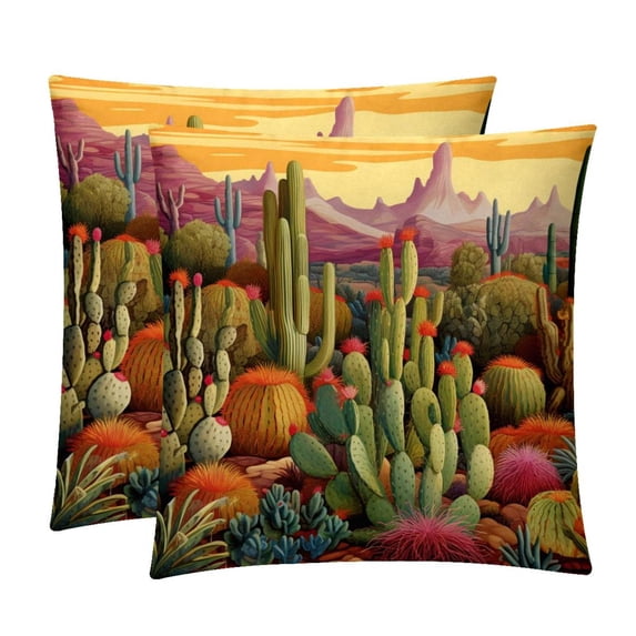 Cactus Set of 2 Velvet Throw Pillow with Unique Patterns - 16x16, 18x18, 20x20 Inches for Various Occasions - Pillows Covers Throw Pillow Inserts Pillow Inserts