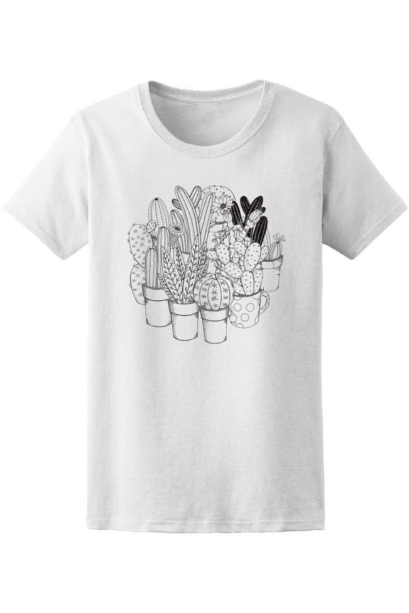 Cactus Set Circle Shape T-Shirt Women -Image by Shutterstock, Female Medium