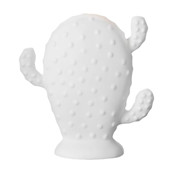 Cactus Shaped Ceramic Tabletop Decor White Matte Textured Home Decoration Cute Minimalist Desktop Accent Shelf Display Piece Small Succulent Inspired Ornament for Living Room