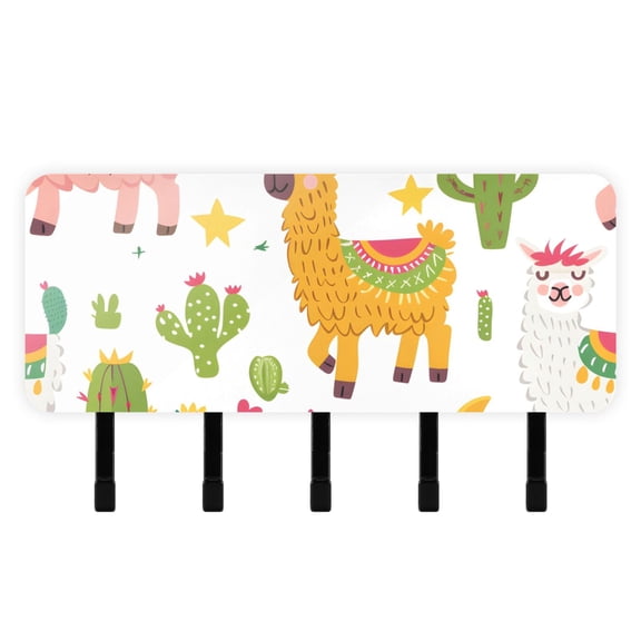 Cactus Sheeps Key Holder for Wall Mail Holder Organizer with 5 Key Hooks Wall Mount Key Rack with Shelf
