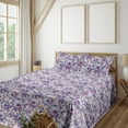 thumbnail image 1 of Ambesonne Cactus Fitted & Flat Sheet with Shams 4 Pcs Set, Blooming Flowers Pattern, King, Dark Indigo Plum Quartz, 1 of 5