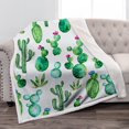thumbnail image 1 of Cactus Sherpa Blanke Cactus Flower Print Soft Smooth Throw Blanket Sofa Chair Bed Office 50"x60", 1 of 6