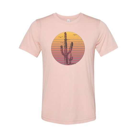 Cactus Shirt, Cactus Sunset, Cactus Gift, Unisex Fit, Sublimated Design, Desert Shirt, Gift For Her, Cacti Lover, Western Shirt, Sunset, Peach, LARGE
