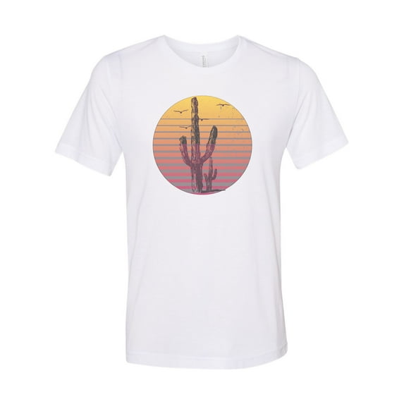 Cactus Shirt, Cactus Sunset, Cactus Gift, Unisex Fit, Sublimated Design, Desert Shirt, Gift For Her, Cacti Lover, Western Shirt, Sunset, White, MEDIUM