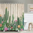 thumbnail image 1 of Cactus Shower Curtain, Succulent Shower Curtain, Southwest Plant Tropical Desert Style Shower Curtain Set 72Wx72H Inch Shower Curtains with 12 Hooks Wooden Board Bathroom Decor, 1 of 6