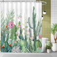 thumbnail image 1 of Cactus Shower Curtain Tropical Plant Watercolor Shower Curtain Set Green Modern Fabric Bathroom Cutain Decor with 12 Hooks 72x72 Inches, 1 of 6