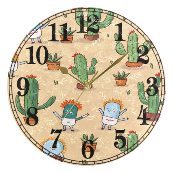 Cactus Silent Wall Clock 10" Non-Ticking Battery Clock