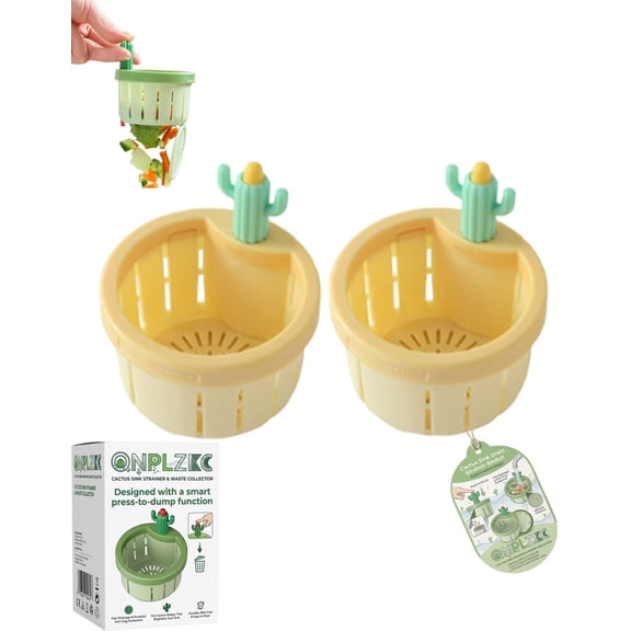 Cactus Sink Drain Strainer Basket 2026 New Creative Press Automatic Dumping Basket Multi-functional Kitchen Cactus Strainer Waste Collector Filter Essential Home Kitchen Gadgets for Cooking