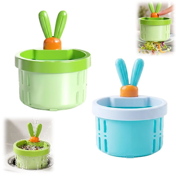 Cactus Sink Drain Strainer Basket, Press-to-Dump Kitchen Sink Filter, 3 Inch Food Residue Collector with One-Press Lifting Stopper(Green-Blue, 1PC)