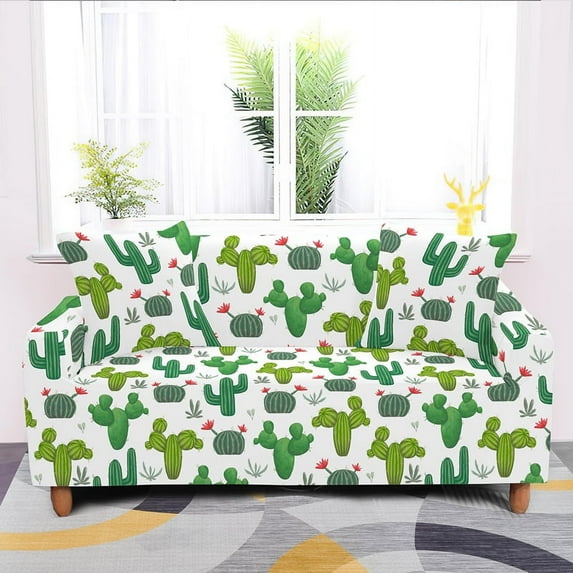 Cactus Slip-Resistant Elastic Slipcovers 1/2/3/4 Seat Couch Cover Stretch Plants Print Sofa Covers For Living Room