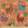 thumbnail image 1 of Ambesonne Cactus Fabric by the Yard Upholstery, Colorful Alpacas Flower, 5 Yards, Multicolor, 1 of 4