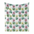 thumbnail image 1 of Cactus Soft Flannel Fleece Blanket, Hot Desert in South Mexican Land Vintage Plant Cactus Flowers with Spikes, Cozy Plush for Indoor and Outdoor Use, 50" x 70", Pink Green and Blue, by Ambesonne, 1 of 6