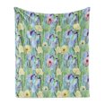 thumbnail image 1 of Cactus Soft Flannel Fleece Blanket, Types of Cactus Plant Pattern with Flowers and Buds Fruits Nature Artwork Image, Cozy Plush for Indoor and Outdoor Use, 50" x 70", Green and Blue, by Ambesonne, 1 of 5