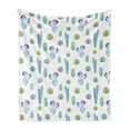 thumbnail image 1 of Cactus Soft Flannel Fleece Throw Blanket, Blue Botanic Desert Flowers Spikes Pattern Types of Sand Flower Art Desgin Print, Cozy Plush for Indoor and Outdoor Use, 60" x 80", Blue, by Ambesonne, 1 of 5