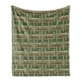 thumbnail image 1 of Cactus Soft Flannel Fleece Throw Blanket, Cartoon Style Saguaro Cactus on Zigzag Stripes Background, Cozy Plush for Indoor and Outdoor Use, 60" x 80", Green Pale Brown Beige, by Ambesonne, 1 of 5