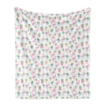 thumbnail image 1 of Cactus Soft Flannel Fleece Throw Blanket, Flamingos and Sleeping Plants in Pots Children Cartoon Pattern Tropical Bird, Cozy Plush for Indoor and Outdoor Use, 50" x 60", Multicolor, by Ambesonne, 1 of 5
