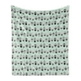 thumbnail image 1 of Cactus Soft Flannel Fleece Throw Blanket, Mini Cacti in Pots with Geometric Designs Polka Dots Stripes, Cozy Plush for Indoor and Outdoor Use, 50" x 60", Mint Green Charcoal Grey, by Ambesonne, 1 of 5