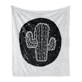 thumbnail image 1 of Cactus Soft Flannel Fleece Throw Blanket, Sketch Style Doodle with Plant Theme Grungy Monochrome Saguaro from Mexico Flora, Cozy Plush for Indoor and Outdoor Use, 50" x 70", Black White, by Ambesonne, 1 of 5