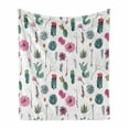 thumbnail image 1 of Cactus Soft Flannel Fleece Throw Blanket, Vintage Botanical Pattern Arrows Feathers Succulent Twigs Hawaii Spring Tropics, Cozy Plush for Indoor and Outdoor Use, 60" x 80", Multicolor, by Ambesonne, 1 of 5