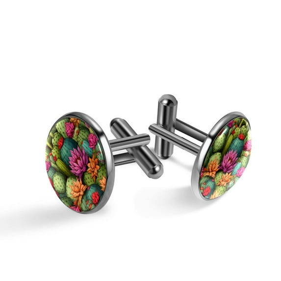 Cactus Sophisticated Stainless Steel Cufflink Set for Men - Versatile Styling for Formal Attire - for Office Meetings and Special Occasions