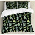thumbnail image 1 of Cactus Spring Flower Duvet Cover Set, Composition of Various Succulent Types Blossoming Botany, Decorative 3 Piece Bedding Set with 2 Pillow Shams, King Size, Charcoal Grey and Green, by Ambesonne, 1 of 3