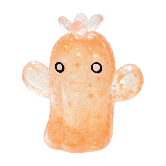 Cactus Squishy Sensory Toy with Glitter Filled Design and Cute Face, Single Piece, Orange, for Calming, Toy
