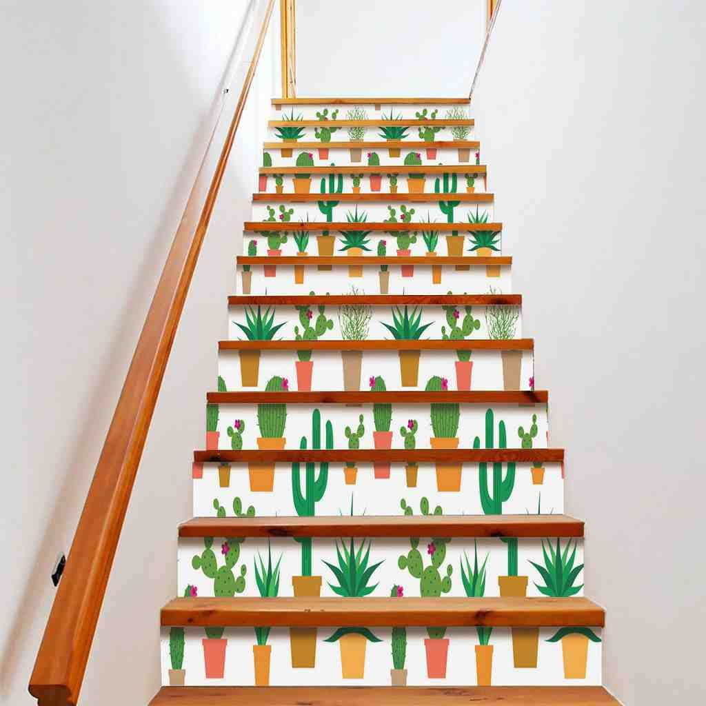 Cactus Stair Stickers Green Desert Plants Staircase Sticker Decals ...