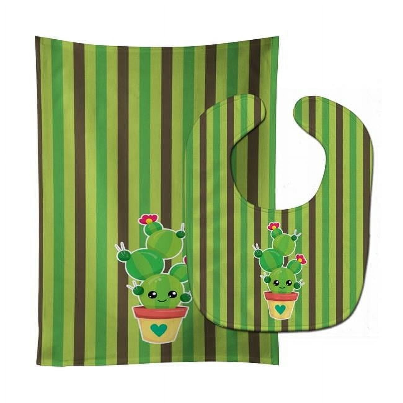 Cactus Stripe Baby Bib & Burp Cloth
