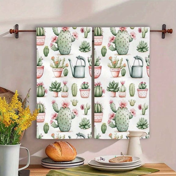 Cactus Succulent Design Kitchen Towel Set, Quick Dry Hand Towels Absorbent Kitchen Dishcloth Suitable For Bathrooms,Kitchens, Spas, Gyms, Hotels,Gift For Birthdays, Housewarmings, And Holidays
