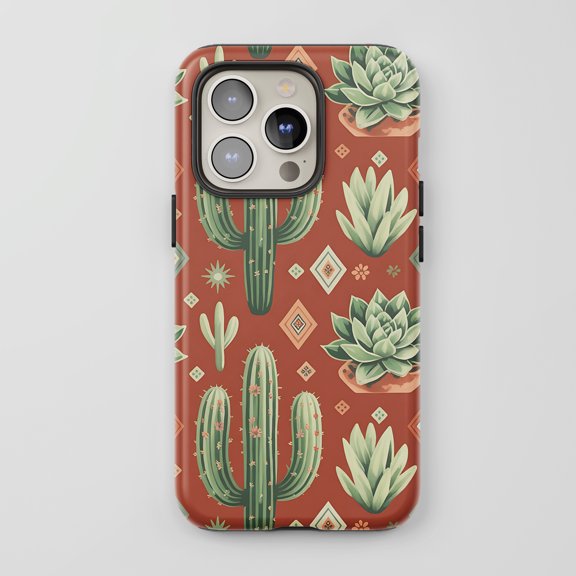 Cactus Succulent For All iPhone Series Protective Phone Case Southwestern Boho Terracotta