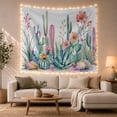 thumbnail image 1 of Cactus and Succulent Garden Scene Whimsical Watercolor for Plant Lovers Botanical Wall Art Housewarming Gift Tapestry Wall Hanging for Bedroom and Living Room, 1 of 7
