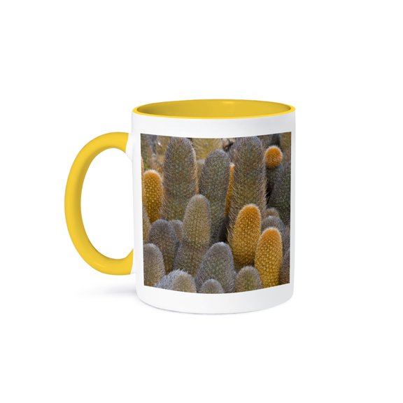 3drose, Cactus Succulent in the Galapagos Islands - Sa07 Rbe0077 - Ralph H. Bendjebar, 11oz Two-tone Yellow Mug