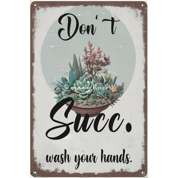 Cactus Succulent Wall Art, Succulent Decor, Gardening Don't SUCC Vintage Tin Sign, Succulent Bathroom Decor, Gift for Women Girl Gardener, Boho Farmhouse Sign 5.5x8 Inches