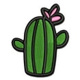 thumbnail image 1 of Cactus Succulent with Flower Doodle Applique Multi-Color Embroidered Iron-On Patch - 3.5 Inch Large, 1 of 5