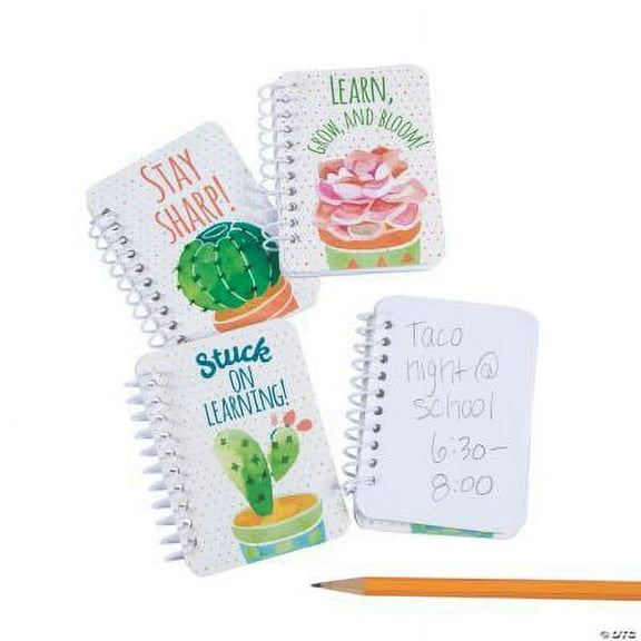 Cactus & Succulents Mini Spiral Notebooks, Birthday, Stationery, 24 Pieces