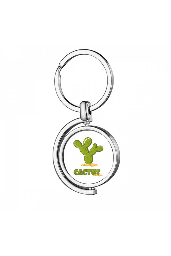 Cactus Succulents Potted Green Rotating Keychain Metal Keyring Holder