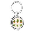 thumbnail image 1 of Cactus Succulents Potted Illustration Rotating Keychain Metal Keyring Holder, 1 of 2