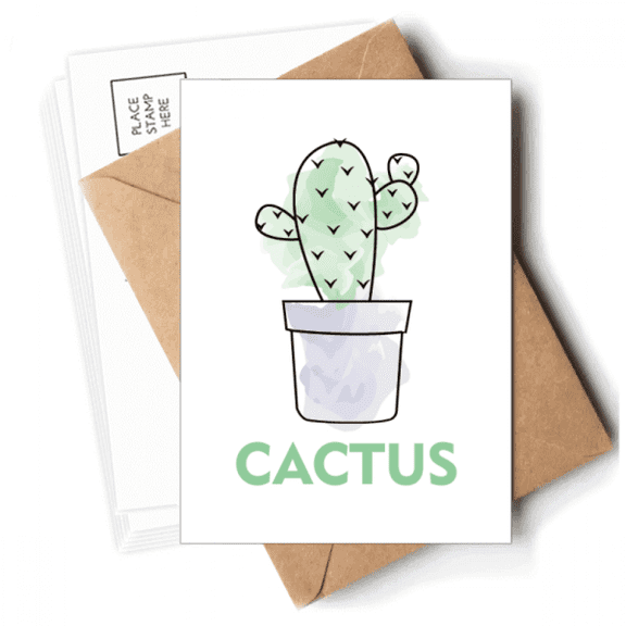 Cactus Succulents Potted  Watercolor Postcards Envelopes Blank Note Cards Mailing