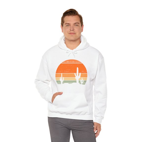 Cactus Sunset Retro Hoodie Unisex Heavy Blend™ Hooded Sweatshirt