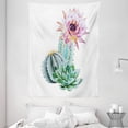 thumbnail image 1 of Cactus Tapestry, Cactus Spikes Flower in Hot Mexican Desert Sand Botanical Natural Image, Wall Hanging for Bedroom Living Room Dorm Decor, 60W X 80L Inches, Pink Green and Blue, by Ambesonne, 1 of 2