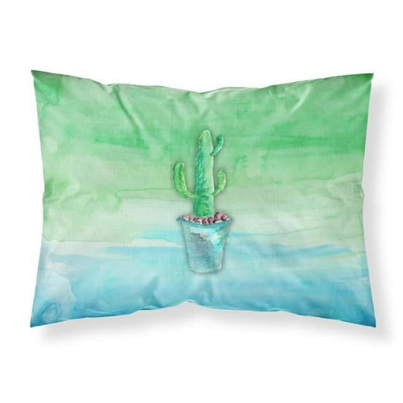 Cactus Teal & Green Watercolor Fabric Standard Pillowcase