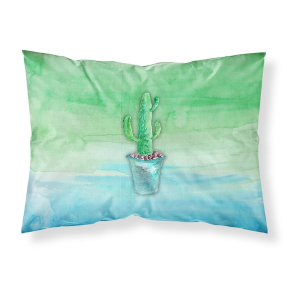 Cactus Teal and Green Watercolor Fabric Standard Pillowcase