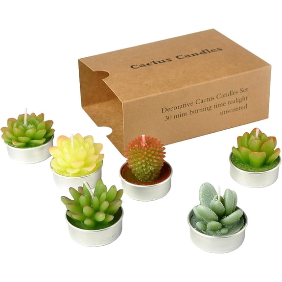 Cactus Tealight Candles, Handmade Delicate Succulent Cactus Candles Perfect for Birthday Party ,Wedding, Spa, Home Decor)