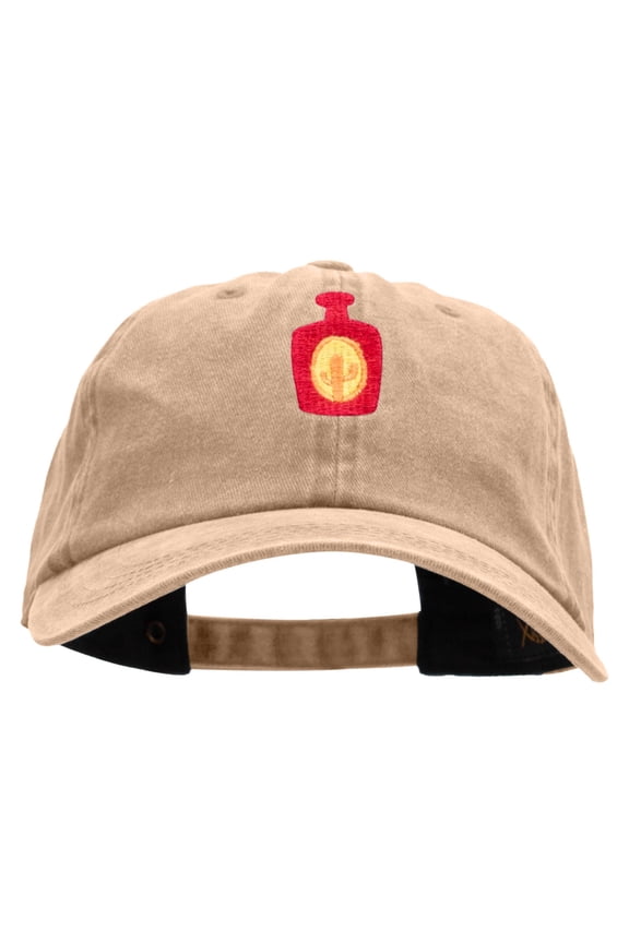 Cactus Tequila Bottle Embroidered Unstructured Cotton Cap - Khaki OSFM