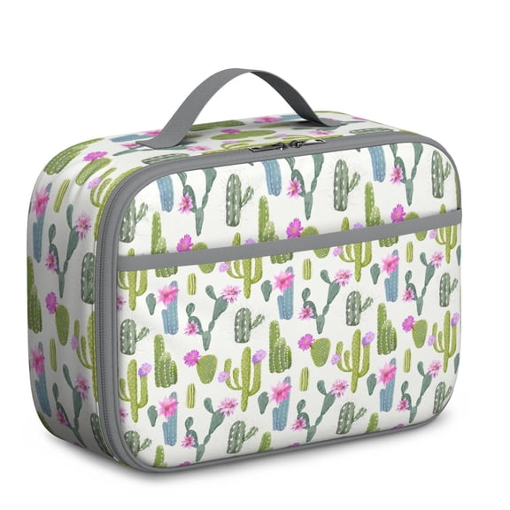 Cactus-Themed Insulated Lunch Box - Thermal Insulation, Spill-Resistant Interior, Separate Mesh Compartment (Minimalist Botanical Cactus & Aesthetic Succulent)