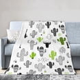 thumbnail image 1 of Cactus Throw Blanket, Cute Super Soft Warm Bed Bedding Blankets for Couch Bedroom Sofa Office, All Season Cozy Flannel Plush Blanket Gifts for Kids Teens Adults, 60"X50", 1 of 6