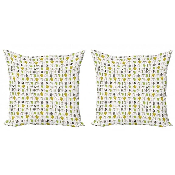 Ambesonne Cactus Throw Pillow Cover 2 Pack, Botanical Little Triangles, 18", Multicolor