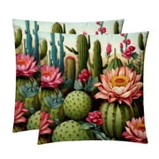 Cactus Throw Pillow Inserts Set Covers of 2 Decorative Velvet Throw Pillows with Unique Patterns - 16x16, 18x18, 20x20 Inches for Home Decor and Gifts